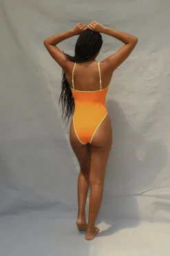 High Hip One Piece Swimsuit - Tangerine Fizz