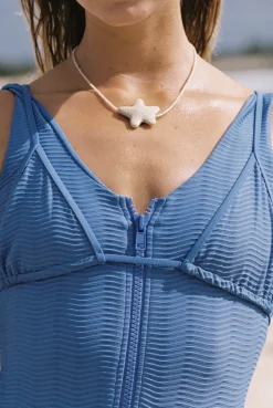 Zip One Piece Swimsuit - Baja Wave