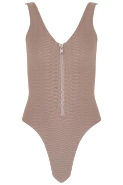 Zip One Piece Swimsuit - Natural Wave